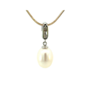 Freshwater Pearl Drop With Cubic Zirconia Pendant In Silver