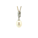 Freshwater Pearl Drop With Cubic Zirconia Pendant In Silver