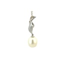 Flame Bail With Freshwater Pearl Pendant In Sterling Silver