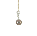 Tahitian Pearl Hanging From A Unique Sterling Silver Bail