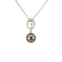 Tahitian Pearl Hanging From A Unique Sterling Silver Bail