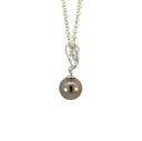Tahitian Pearl Hanging From A Unique Sterling Silver Bail