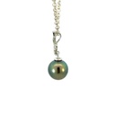 Swirl Bail With Tahitian Pearl Drop Pendant In Sterling Silver