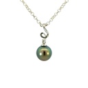 Swirl Bail With Tahitian Pearl Drop Pendant In Sterling Silver