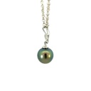 Swirl Bail With Tahitian Pearl Drop Pendant In Sterling Silver