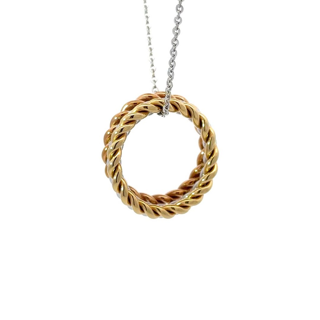 Three-Tone Twisted Hoops Stainless Steel Necklace
