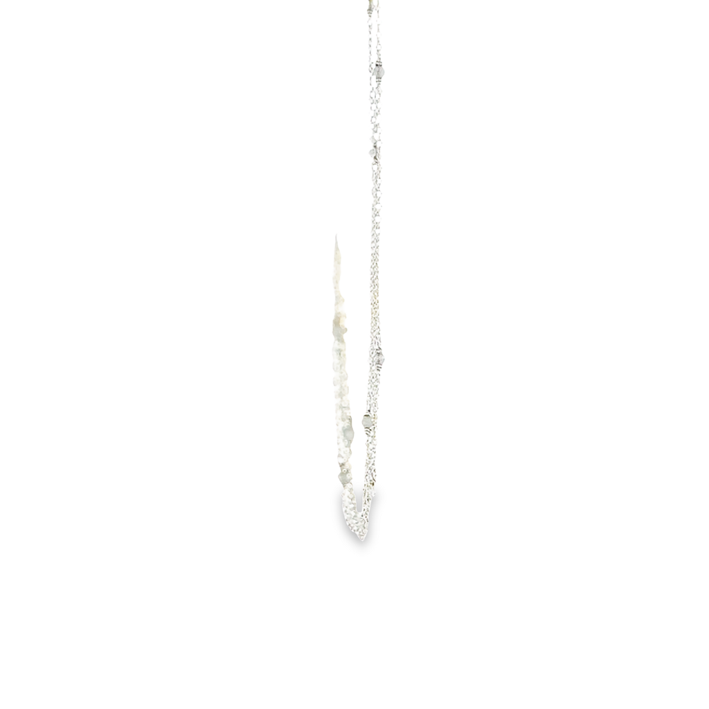 Labradorite Bead Three Strand Silver Necklace