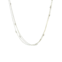Labradorite Bead Three Strand Silver Necklace