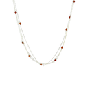 Carnelian Beads & Three Strand Necklace In Silver