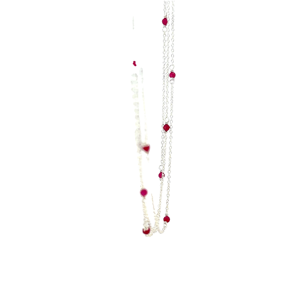 Necklace With Dyed Red Agate Beads Sterling Silver