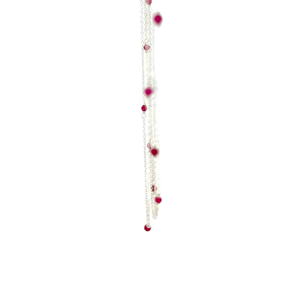 Necklace With Dyed Red Agate Beads Sterling Silver