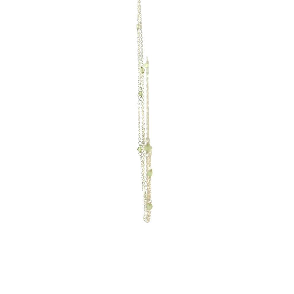 Necklace With Spaced Peridot Beads In Silver