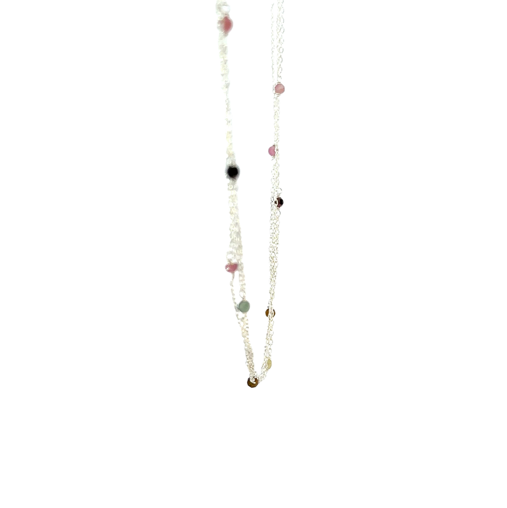 Necklace With Spaced Coloured Tourmalines In Silver