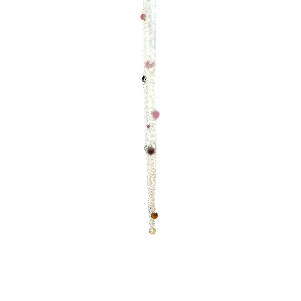 Necklace With Spaced Coloured Tourmalines In Silver