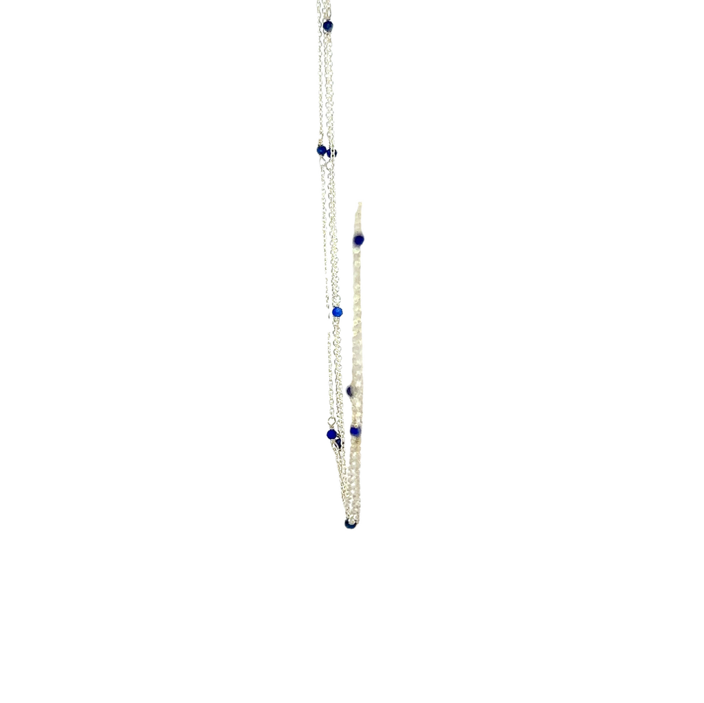 Three Strand Sterling Silver Necklace With Lapis Beads