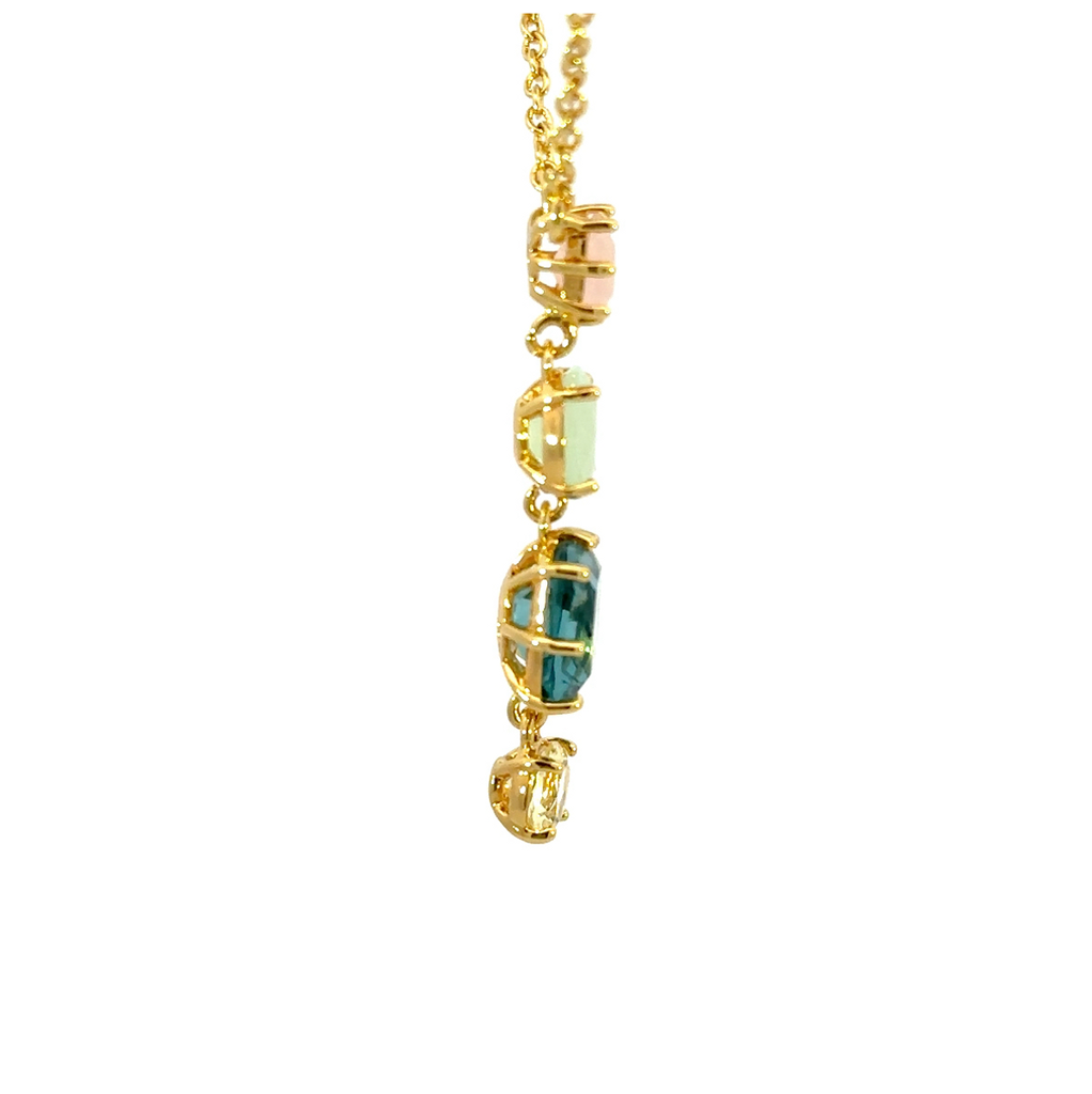 La diamantine Acqua Azzurra Stones Pendant Necklace