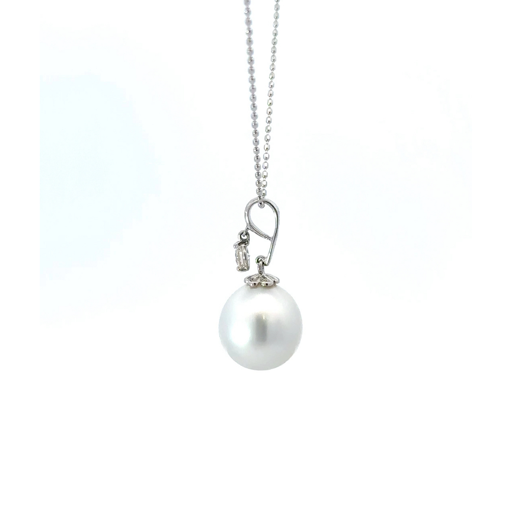 South Sea Pearl Pendant With Diamond Dangle In 18K