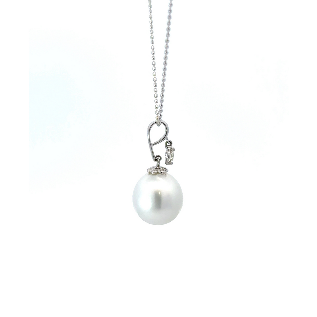 South Sea Pearl Pendant With Diamond Dangle In 18K