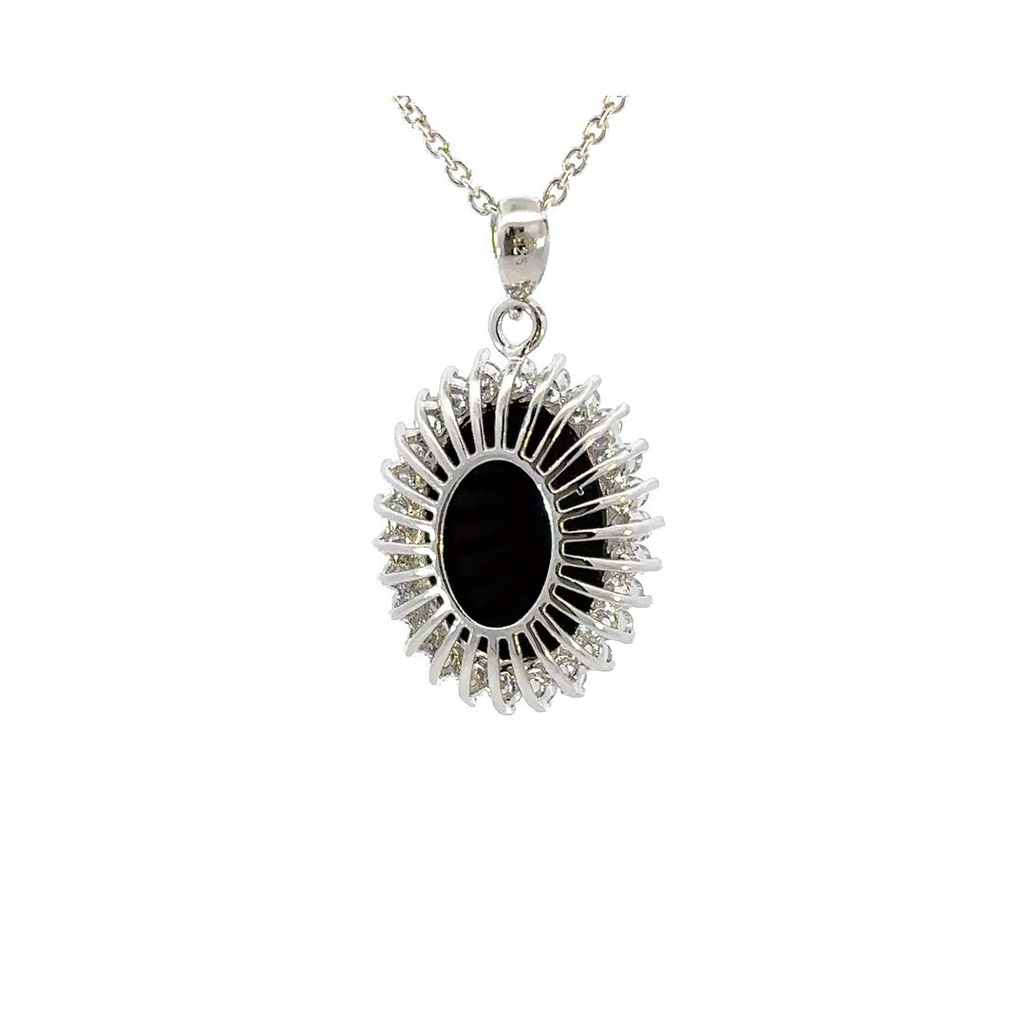 Opal Triplet Pendant CZ Halo In Sterling Silver