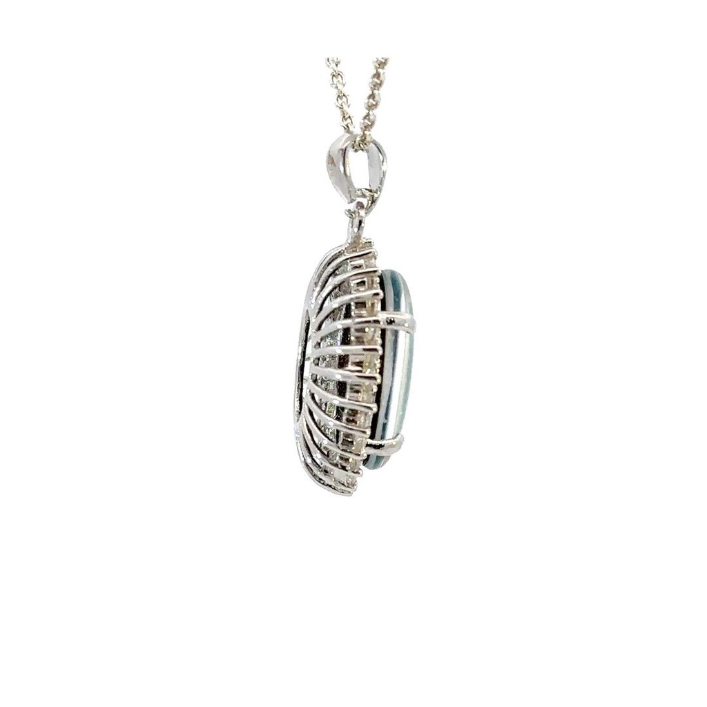 Opal Triplet Pendant CZ Halo In Sterling Silver