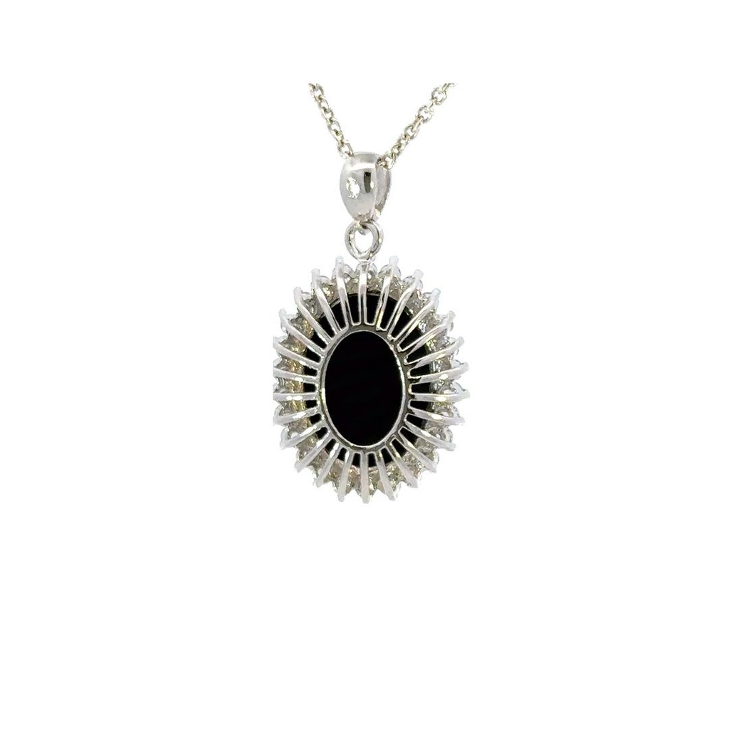 Triplet Opal Pendant In Silver With CZ Halo