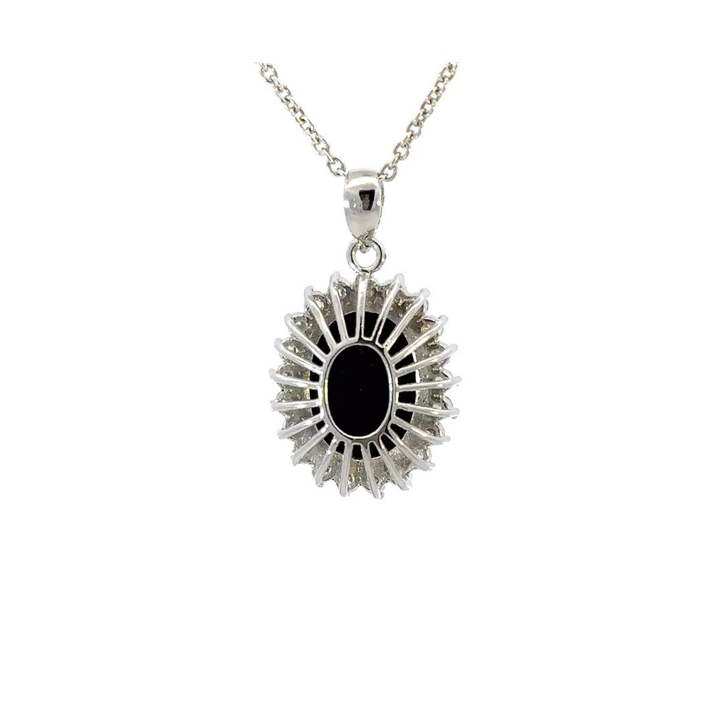Triplet Opal Pendant In Silver With CZ Halo