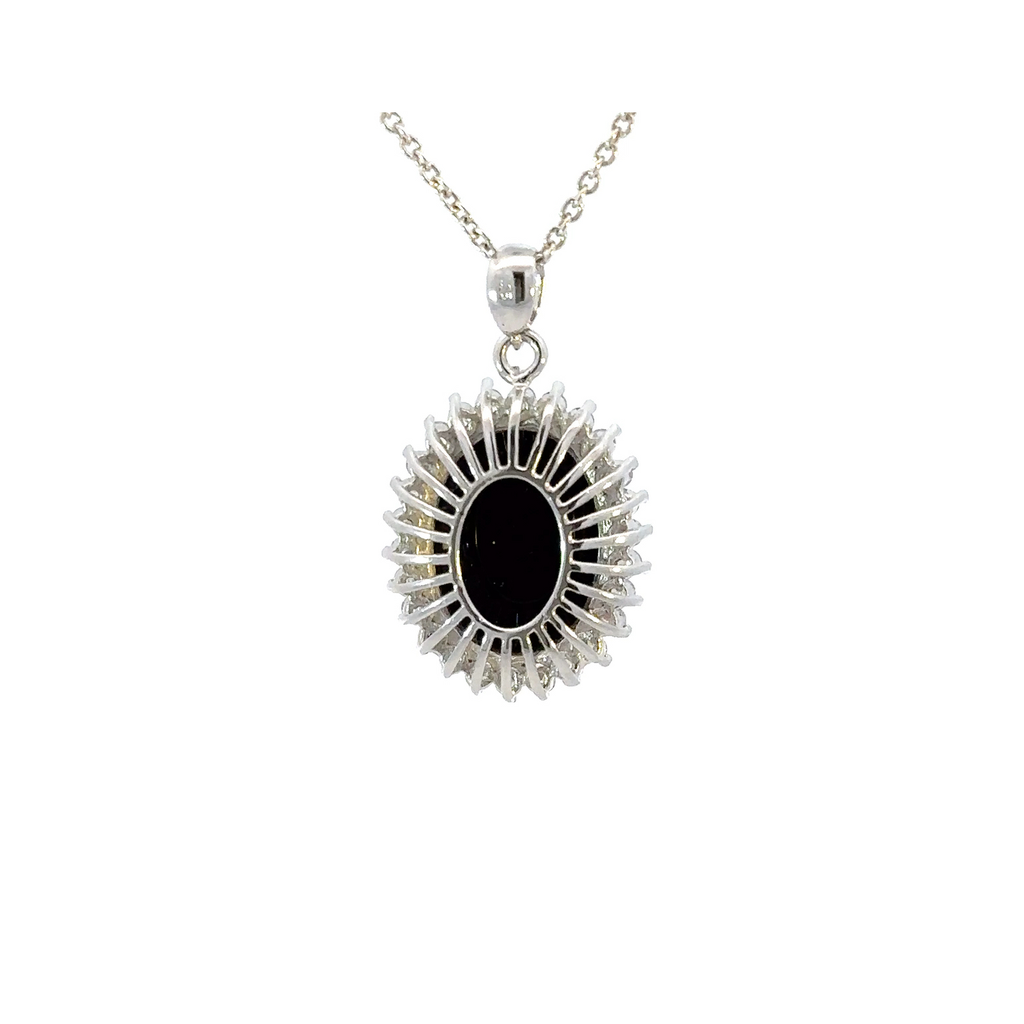 Triplet Opal Pendant In Sterling Silver With CZ Halo