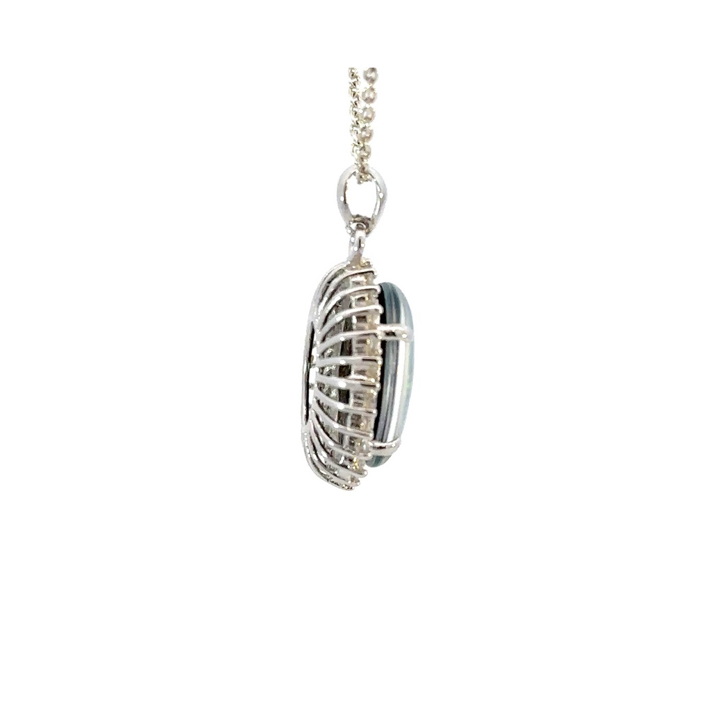 Triplet Opal Pendant In Sterling Silver With CZ Halo