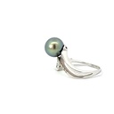 18ct White Gold Tahitian Pearl & Diamond Ring