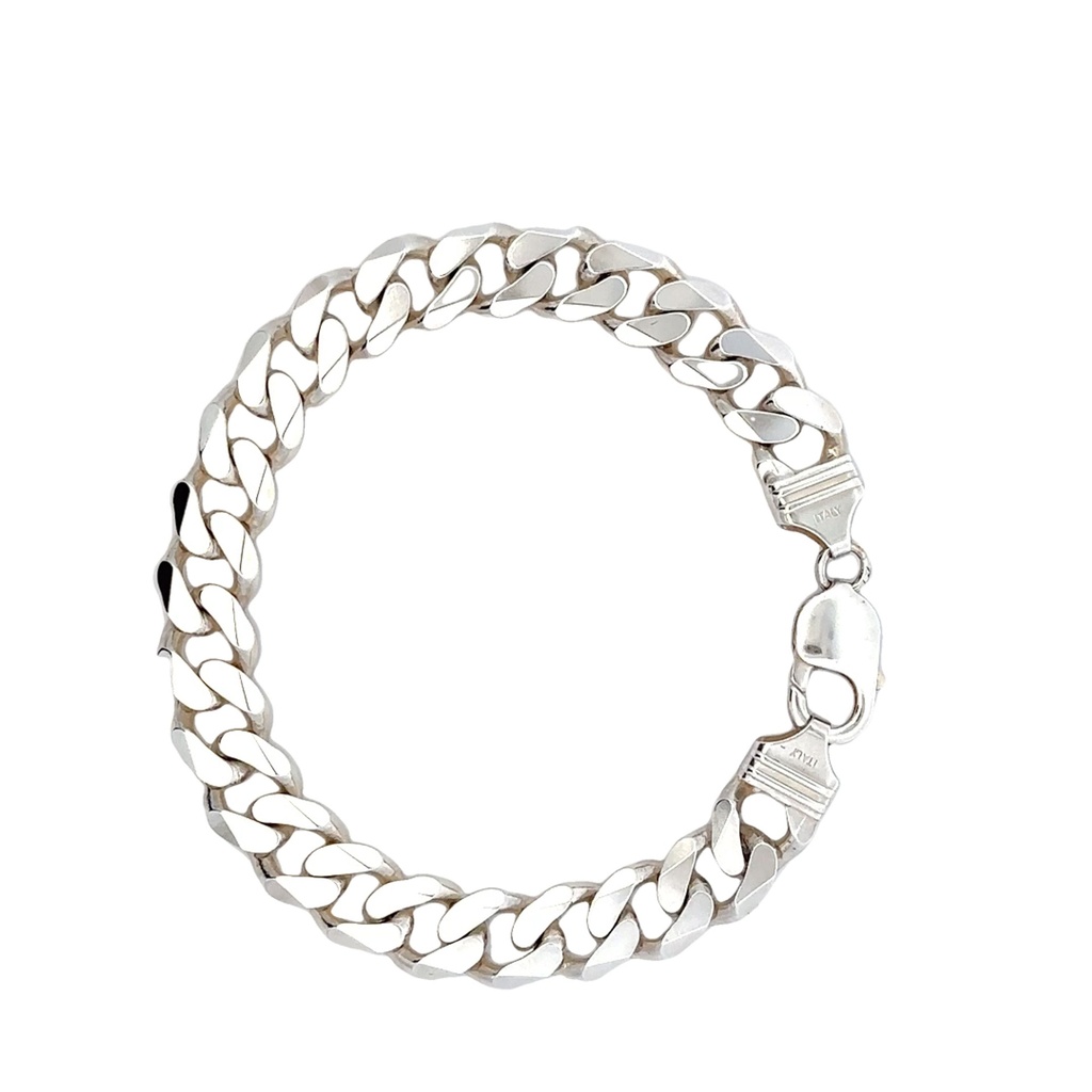 Silver Flat Heavy Curb Link Bracelet