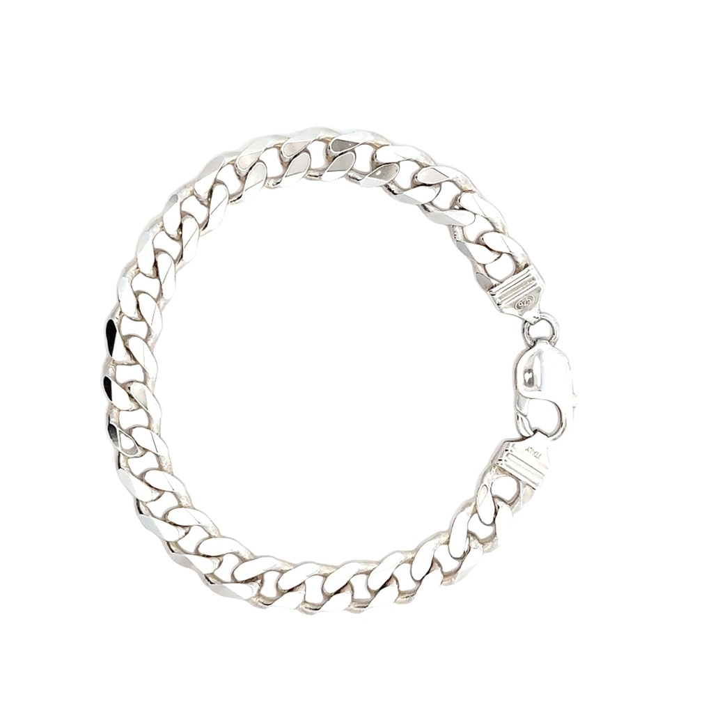 Heavy Curb Link Bracelet In Sterling Silver
