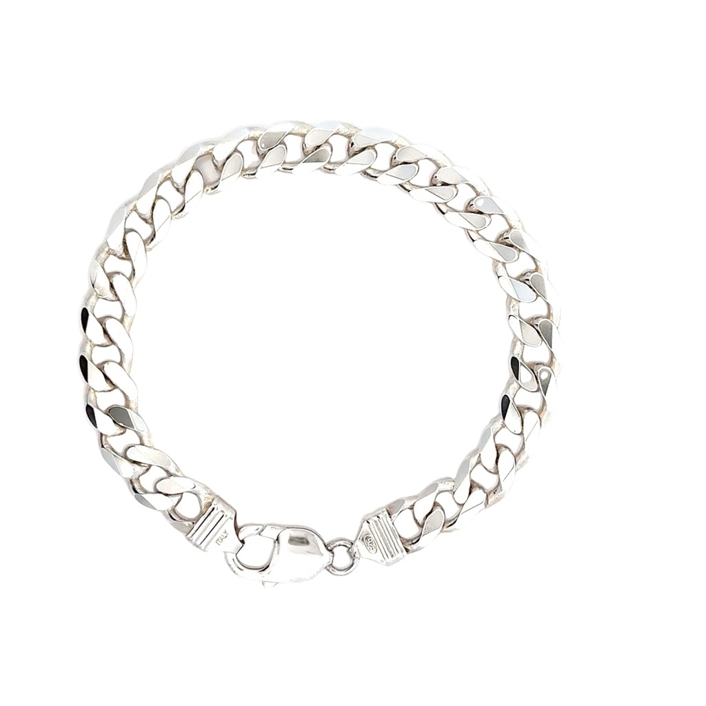 Heavy Curb Link Bracelet In Sterling Silver