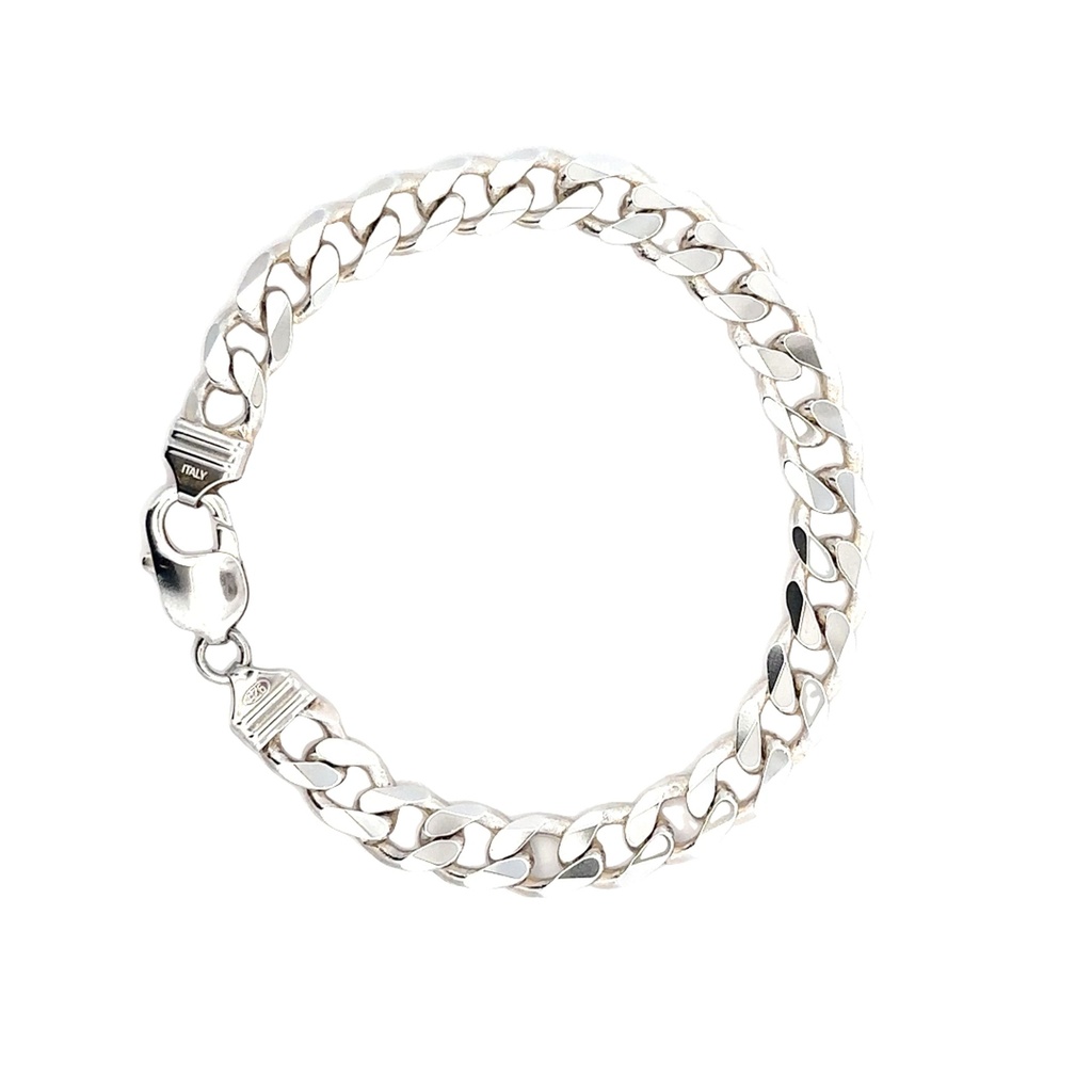 Heavy Curb Link Bracelet In Sterling Silver
