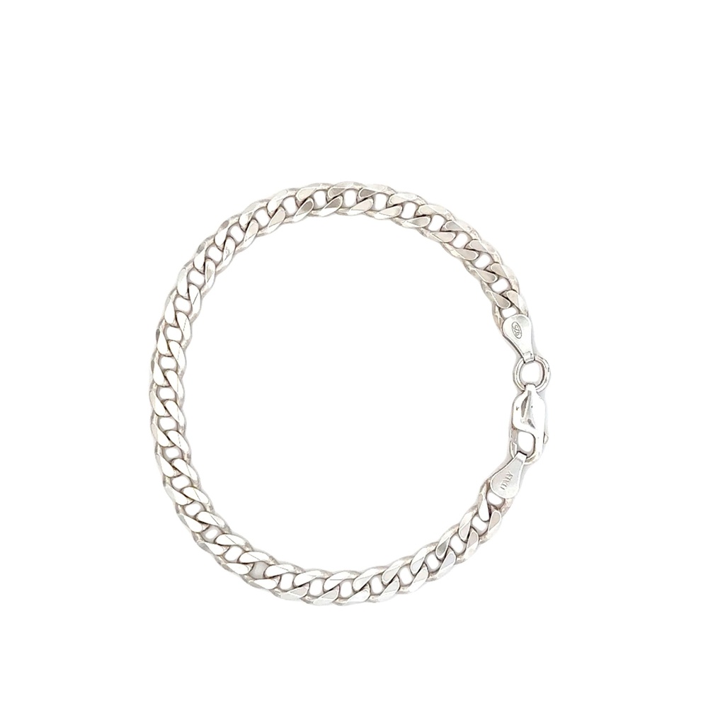 Silver Flat Curb Link Bracelet