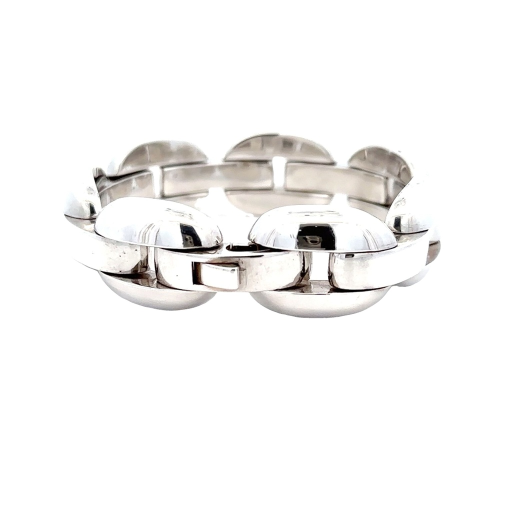 Rounded Rectangular Link Bracelet In Silver