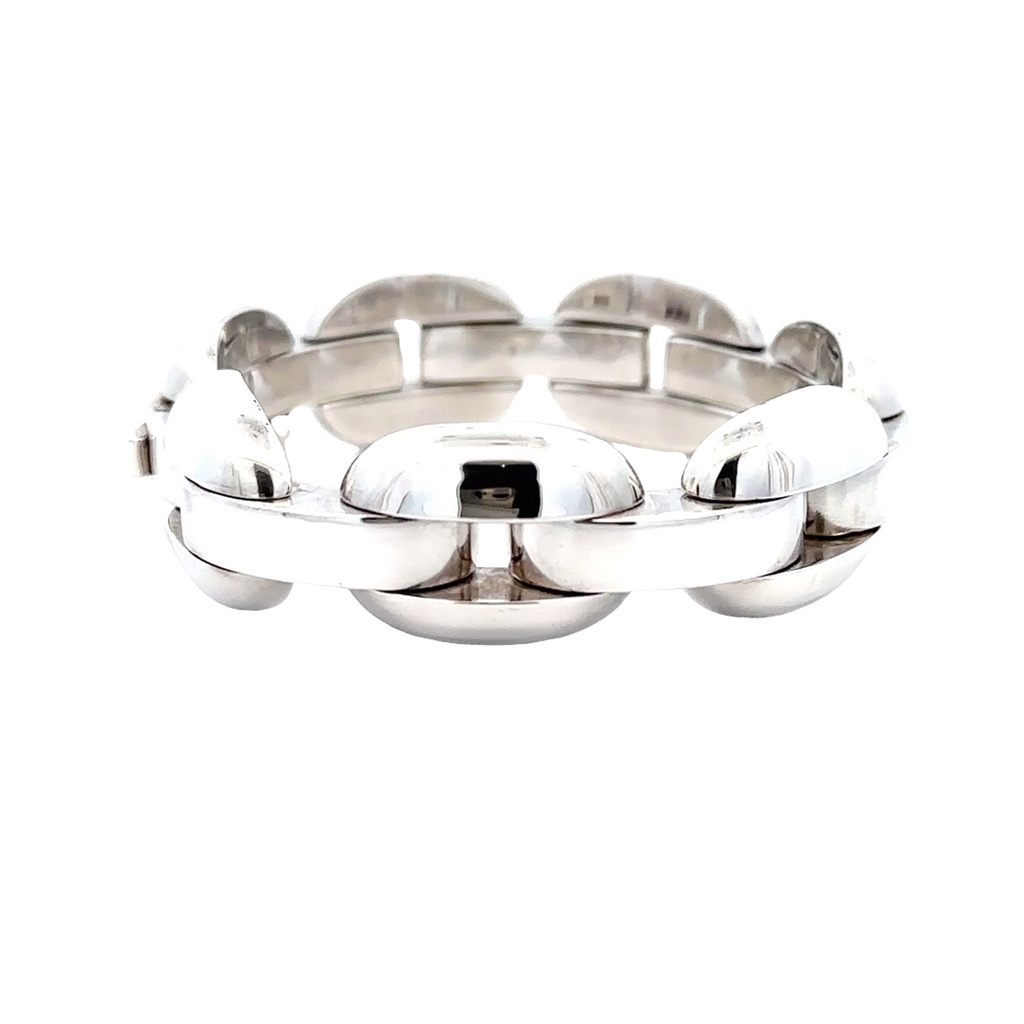 Rounded Rectangular Link Bracelet In Silver