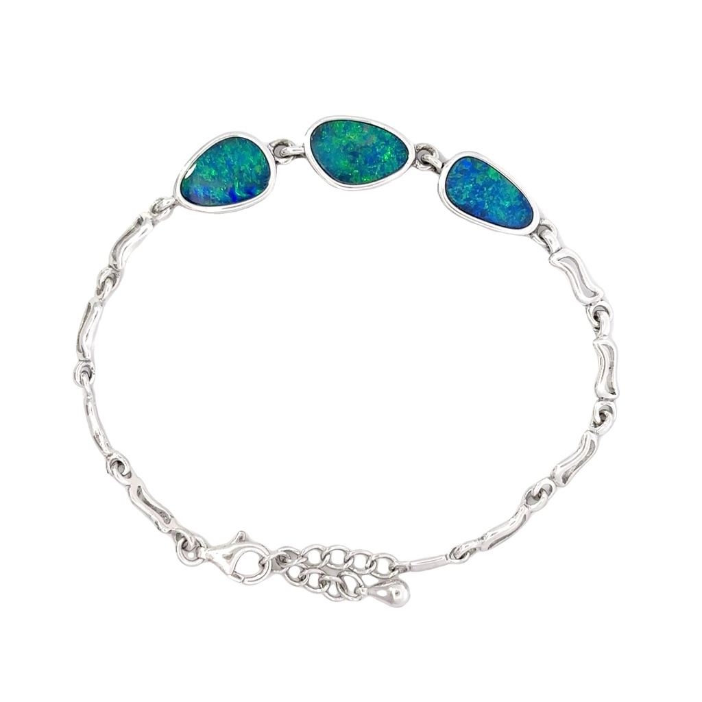 Sterling Silver Doublet Opal Bracelet