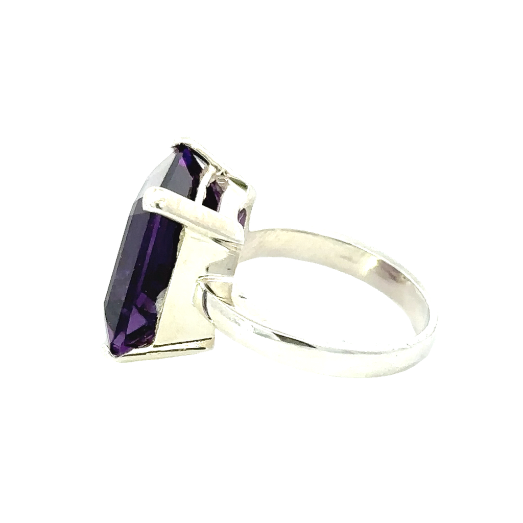 Deep Purple Amethyst Ring In Sterling Silver