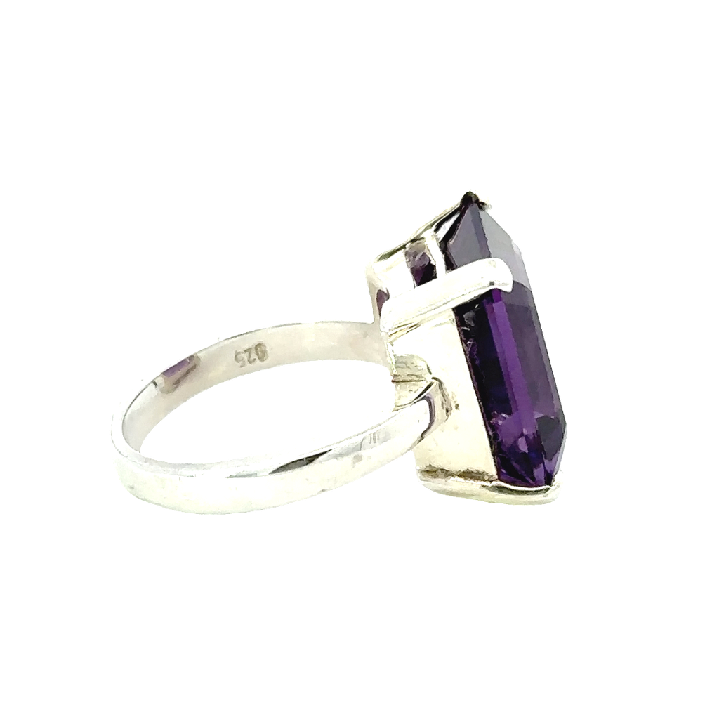 Deep Purple Amethyst Ring In Sterling Silver