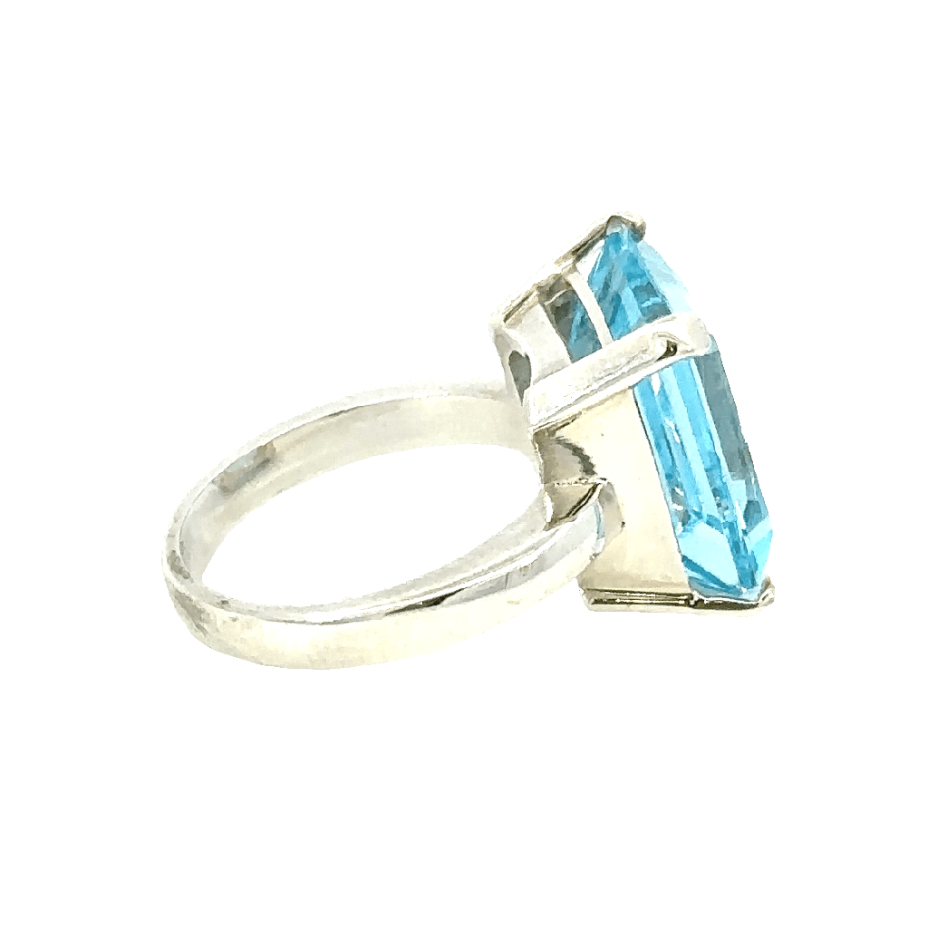 Blue Topaz Gemstone Ring In Sterling Silver