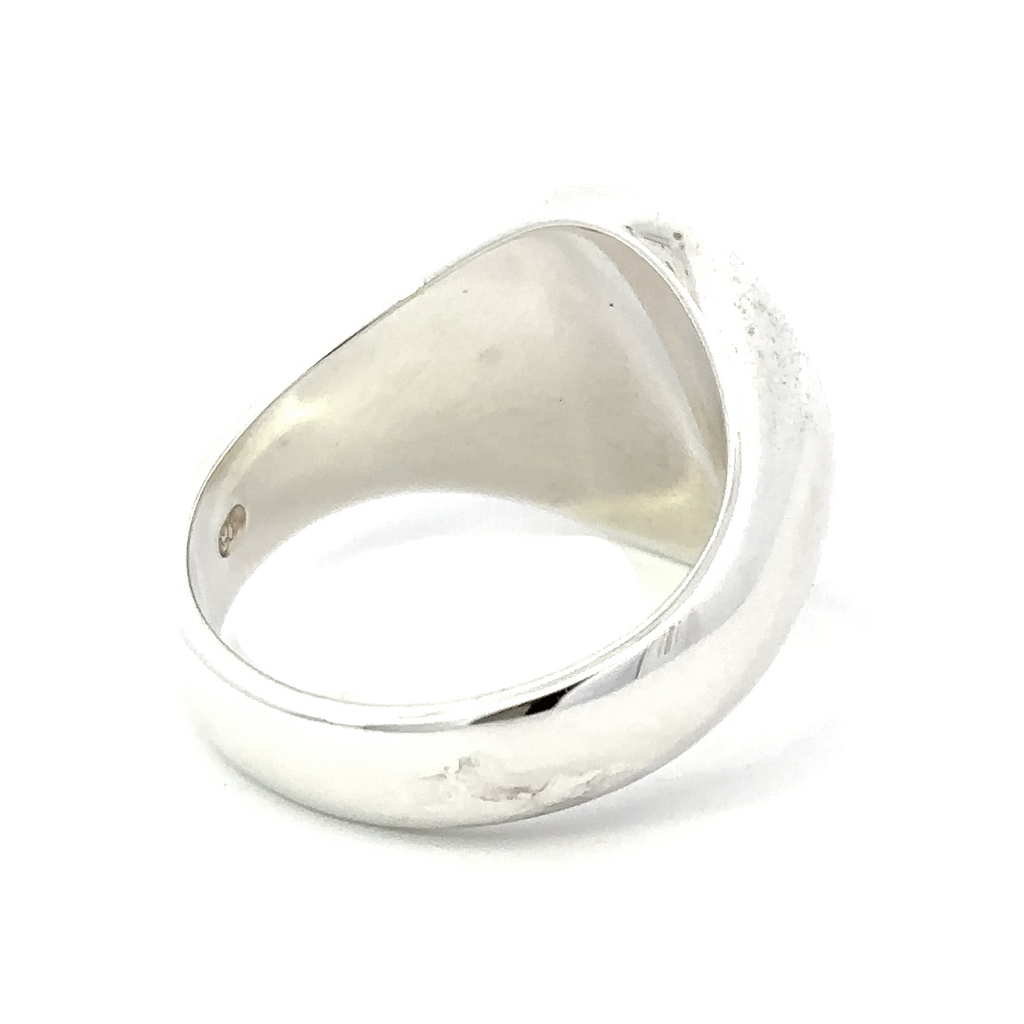 Signet Ring With Oval Face In Sterling Silver