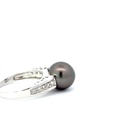 14ct White Gold Tahitian Pearl & Diamond Ring