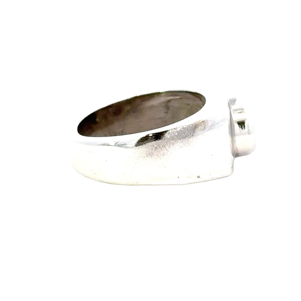 Opal Ring With Green Swirls In Sterling Silver