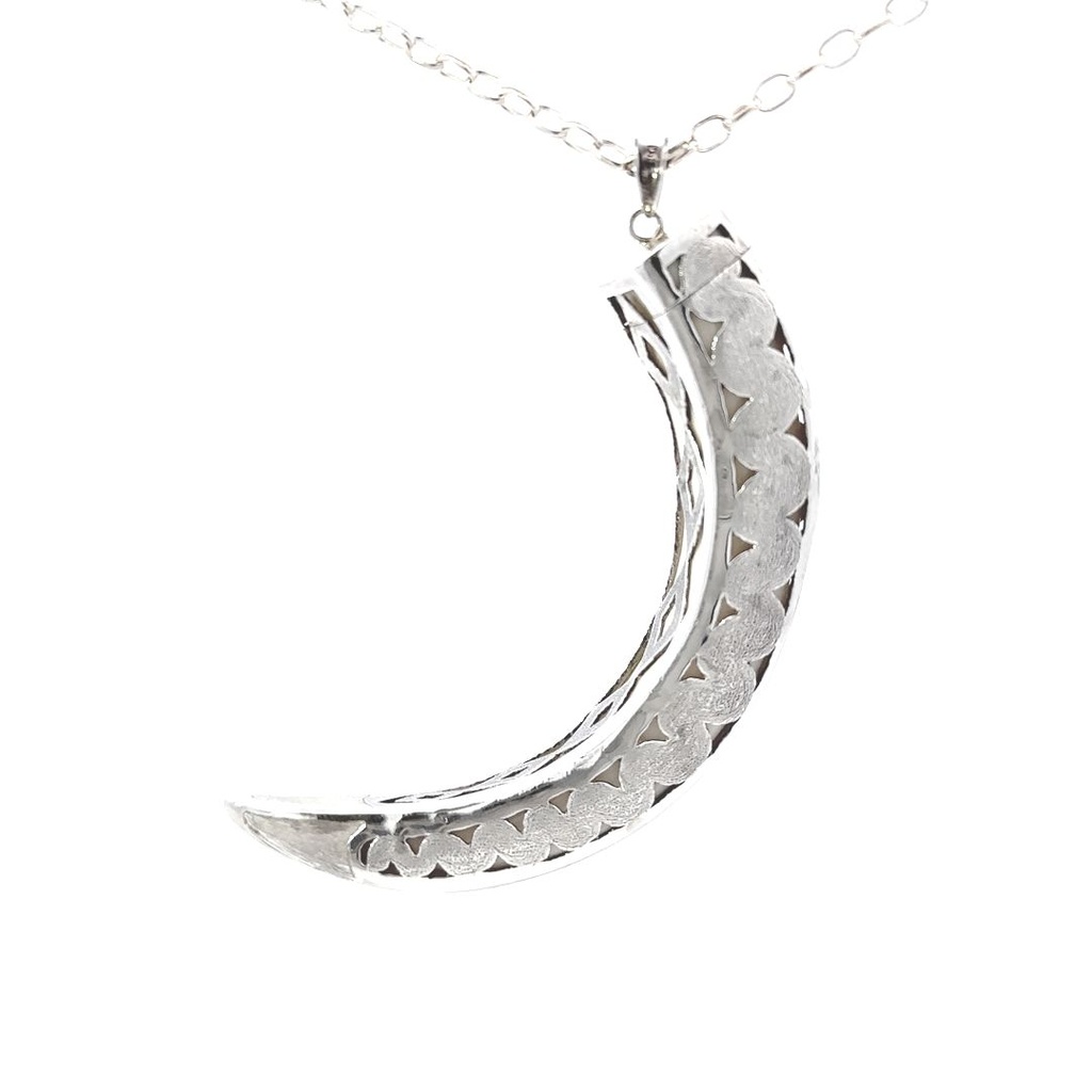 Pig Tusk Pendant With Silver Overlay
