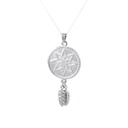Woven Starburst Pendant In Silver With Leaf Tassel