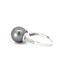 Tahitian Pearl & Diamond Ring In 14K White Gold