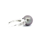 Tahitian Pearl & Diamond Ring In 14K White Gold