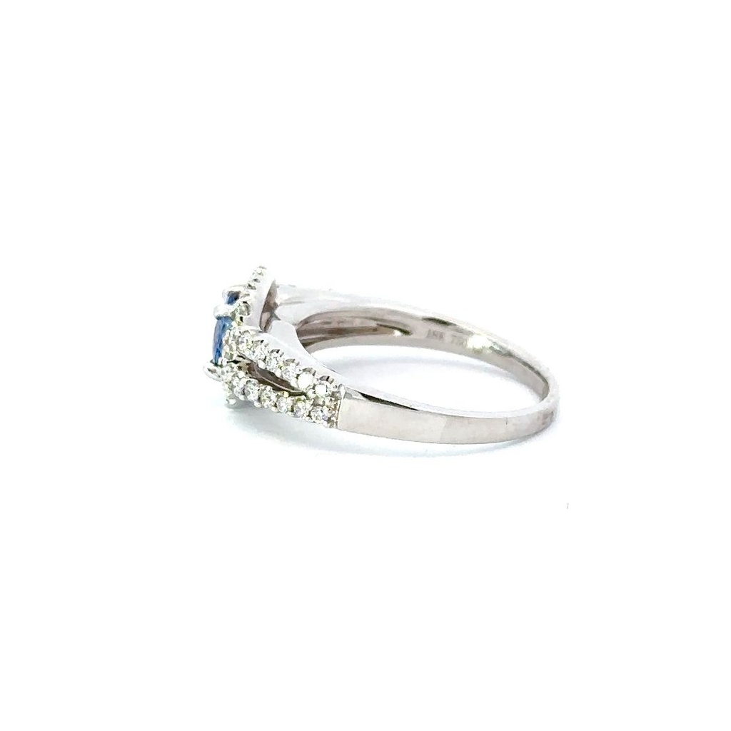 Ceylon Sapphire & Diamond Ring In 18K White Gold