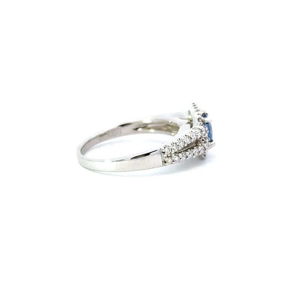 Ceylon Sapphire & Diamond Ring In 18K White Gold