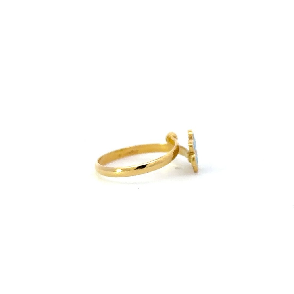 Childs Ring With Blue Flower In 18K Yellow Gold